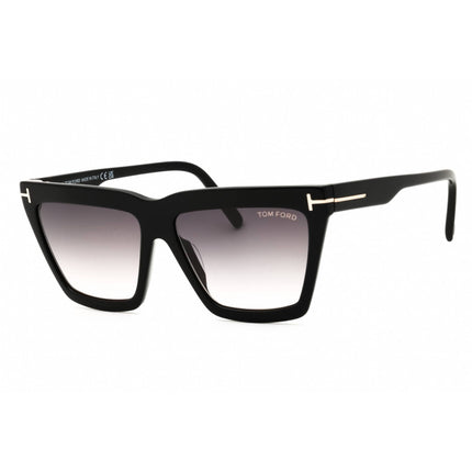Tom Ford Women's Sunglasses - Shiny Black Full Rim Rectangular Frame | FT1110 01B ,
