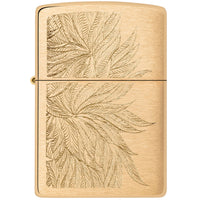 Zippo Windproof Lighter - Lush Leaves Design Classic Brushed Brass Finish | 46826 ,