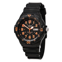 Casio Men's Classic Sport Dual Time Orange Accent Black Dial Resin Strap Watch | MRW200H-4B ,