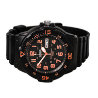 Casio Men's Classic Sport Dual Time Orange Accent Black Dial Resin Strap Watch | MRW200H-4B ,