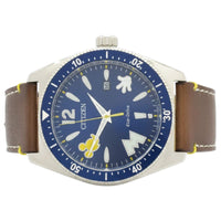 Citizen Men's Watch - Disney Mickey Mouse Eco Drive Blue Dial Brown Strap | AW1599-00W ,