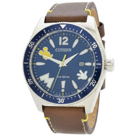 Citizen Men's Watch - Disney Mickey Mouse Eco Drive Blue Dial Brown Strap | AW1599-00W ,