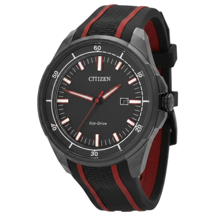 Citizen Men's Eco Drive Watch - Drive Grey and Red Silicone Rubber Strap | AW1607-03H ,