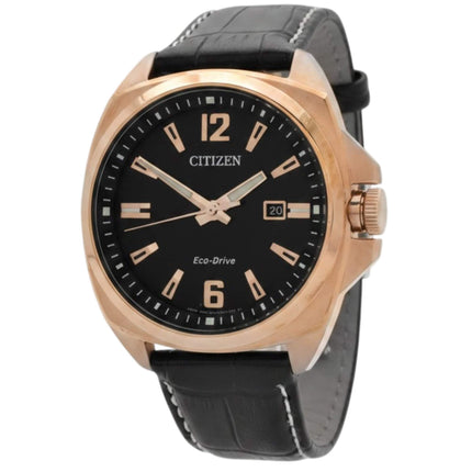 Citizen Men's Watch - Endicott Rose Gold Case Black Dial Leather Strap | AW1723-02E ,