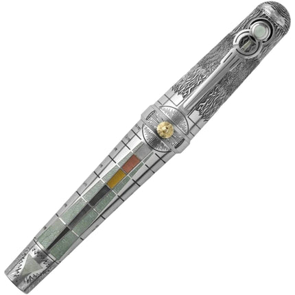 Montegrappa Fountain Pen - Alchemist Aqua Sterling Silver Barrel, Medium | ISAKN3SW ,