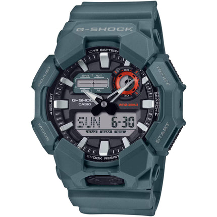 Casio Men's Watch - G-Shock Black and Grey Analog-Digital Dial Green Strap | GA010-2A ,