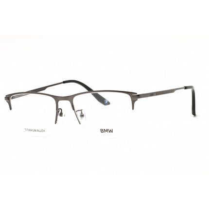 BMW Men's Eyeglasses - Shiny Gunmetal Titanium Rectangular Half Rim | BW5078-H 008 ,