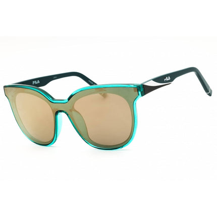 FILA Women's Sunglasses - Teal Acetate Full Rim Shield Frame Beige Lens | SFI182 0TEA ,