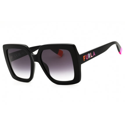 Furla Women's Sunglasses - Shiny Black Full Rim Oversized Shape Frame | SFU685 0700 ,