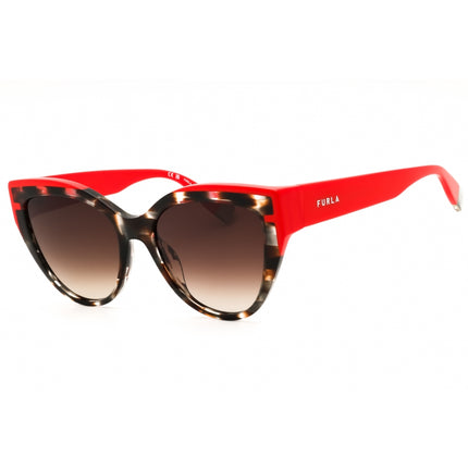 Furla Women's Sunglasses - Brown/Grey Havana Full Rim Cat Eye Frame | SFU694 03KA ,