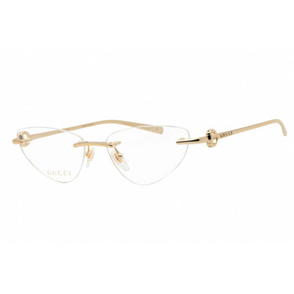 Gucci Women's Eyeglasses - Gold Metal Cat Eye Rimless Frame Clear Lens | GG1702O 002 ,