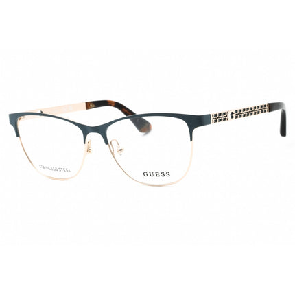 Guess Women's Eyeglasses - Rectangular Matte Blue Metal Full Rim Frame | GU2883 091 ,