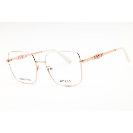 Guess Women's Eyeglasses - Rectangular Shape White/Rose Gold Metal Frame | GU2953 024 ,