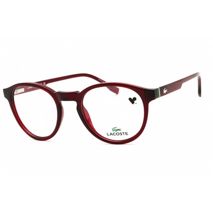 Lacoste Men's Eyeglasses - Transparent Burgundy Round Shape Full Rim Frame | L2950 601 ,
