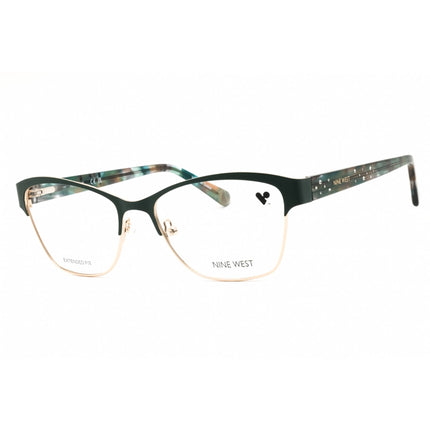 Nine West Women's Eyeglasses - Emerald/Champagne Metal Cat Eye Full Rim | NW8025 340 ,