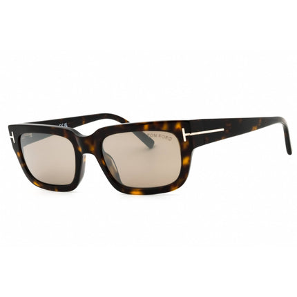 Tom Ford Unisex Sunglasses - Dark Havana Acetate Rectangular Frame | FT1075 52L ,