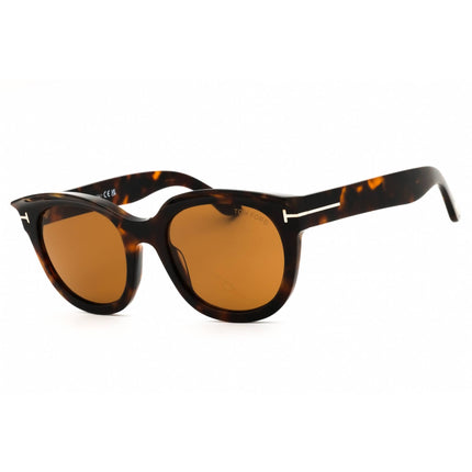 Tom Ford Women's Sunglasses - Dark Havana Acetate Round Full Rim Frame | FT1114 52E ,
