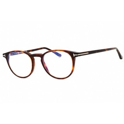 Tom Ford Men's Eyeglasses - Red/Havana Acetate Round Full Rim Frame | FT5803-B 054 ,