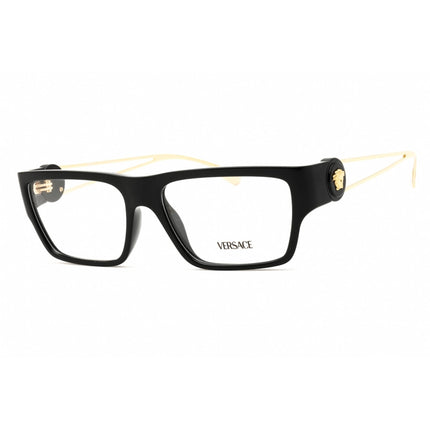 Versace Men's Eyeglasses - Black/Gold Rectangular Full Rim Frame | 0VE3359 GB1 ,