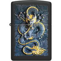 Zippo Pocket Windproof Lighter - Stone Dragon Motif Design Matte Black Finish | 47181 ,