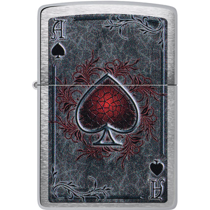 Zippo Pocket Windproof Lighter - Ace of Spades Design Street Chrome Finish | 47185 ,