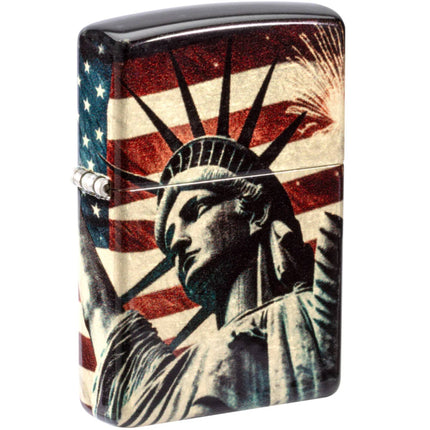 Zippo Pocket Windproof Lighter - Spark of Liberty Design Tumbled Brass Finish | 47186 ,