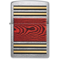 Zippo Pocket Lighter - Woodgrain Design Classic Brushed Chrome Metal Pipe | 47187 ,