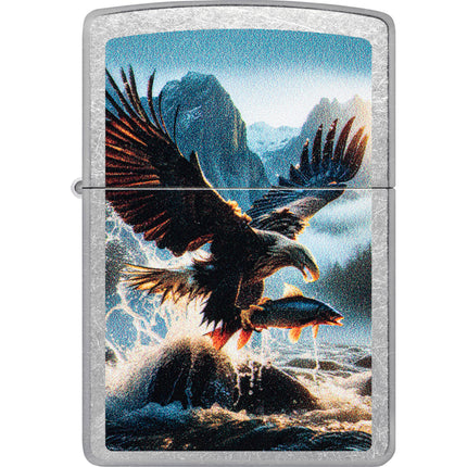 Zippo Windproof Lighter - Powerful Eagle Soaring Design Street Chrome Finish | 47188 ,