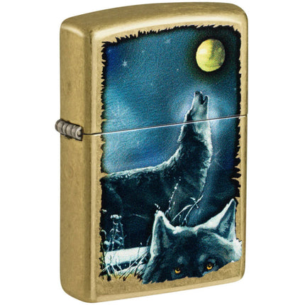 Zippo Pocket Windproof Lighter - Wolf Song Design Classic Street Brass Finish | 47189 ,