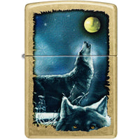 Zippo Pocket Windproof Lighter - Wolf Song Design Classic Street Brass Finish | 47189 ,