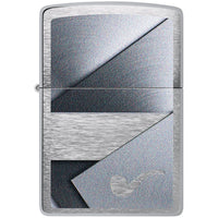 Zippo Pocket Windproof Lighter - Metallic Pipe Design Brushed Chrome Finish | 47191 ,