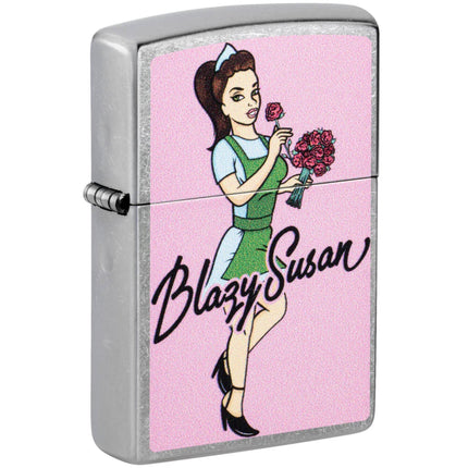 Zippo Pocket Lighter - Blazy Susan Bouquet Design Classic Street Chrome Finish | 47193 ,