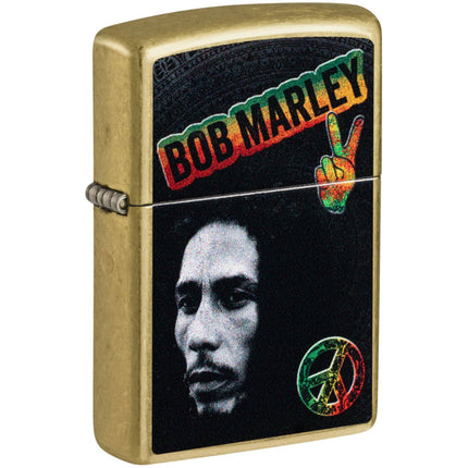 Zippo Pocket Lighter - Bob Marley Peace Design Classic Street Brass Finish | 47194 ,