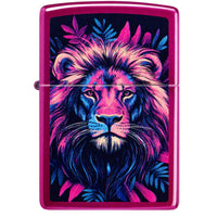 Zippo Windproof Lighter - Multicolour Lion Design Candy Raspberry Finish | 47212 ,