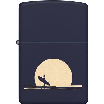 Zippo Windproof Lighter - Surfer Silhouette Design Matte Navy-Blue Finish | 47213 ,