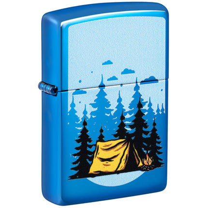 Zippo Pocket Windproof Lighter - Forest Flicker Design High Polish Blue Finish | 47214 ,