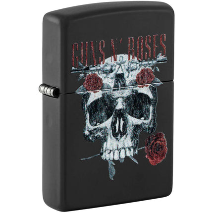 Zippo Windproof Lighter - Guns N' Roses Skull and Roses Design Black Matte | 47227 ,