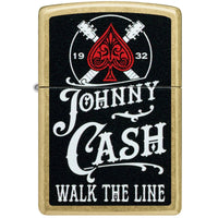 Zippo Windproof Pocket Lighter - Johnny Cash Walk the Line Design Street Brass | 47245 ,