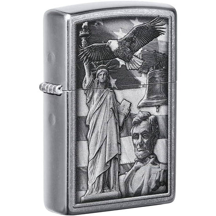 Zippo Windproof Pocket Lighter - American Icon Design Street Chrome Finish | 49484 ,
