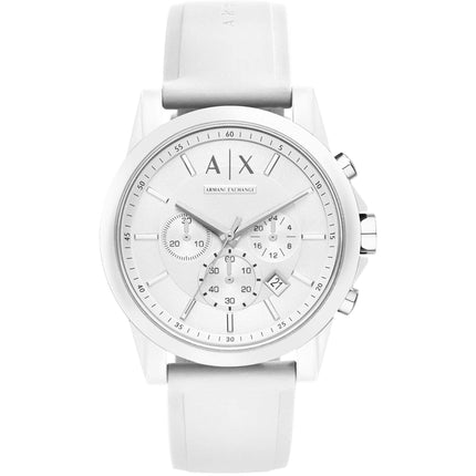 Armani Exchange Men's Watch - Outerbanks Chrono White Dial Silicone Strap | AX1325 ,