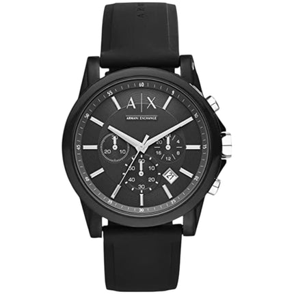 Armani Exchange Men's Watch - Outerbanks Chrono Black Dial Silicone Strap | AX1326 ,