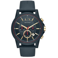 Armani Exchange Men's Watch - Outerbanks Chronograph Blue Silicone Strap | AX1335 ,