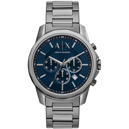Armani Exchange Men's Watch - Banks Chronograph Blue Dial Gunmetal Bracelet | AX1731 ,