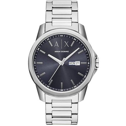Armani Exchange Men's Watch - Banks Quartz Blue Dial Silver Steel Bracelet | AX1767 ,