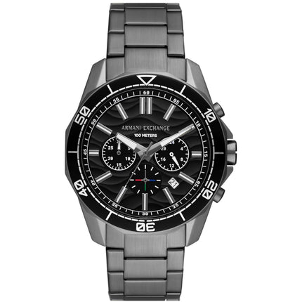 Armani Exchange Men's Watch - Spencer Chrono Black Dial Gunmetal Bracelet | AX1959 ,