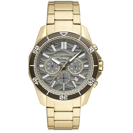 Armani Exchange Men's Watch - Spencer Chrono Grey Dial Yellow Gold Bracelet | AX1970 ,