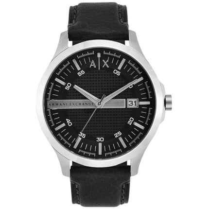 Armani Exchange Men's Watch - Hampton Quartz Black Dial Leather Strap Date | AX2101 ,