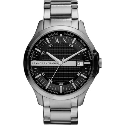 Armani Exchange Men's Watch - Hampton Quartz Black Dial Silver Steel Bracelet | AX2103 ,