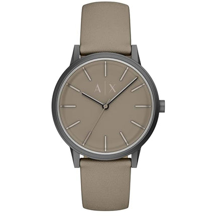 Armani Exchange Men's Watch - Cayde Quartz Grey Dial Genuine Leather Strap | AX2766 ,