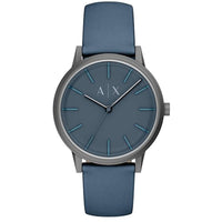 Armani Exchange Men's Watch - Cayde Quartz Blue Dial Genuine Leather Strap | AX2767 ,